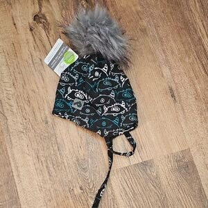 Kids' Black and Gray Monster Print Hat